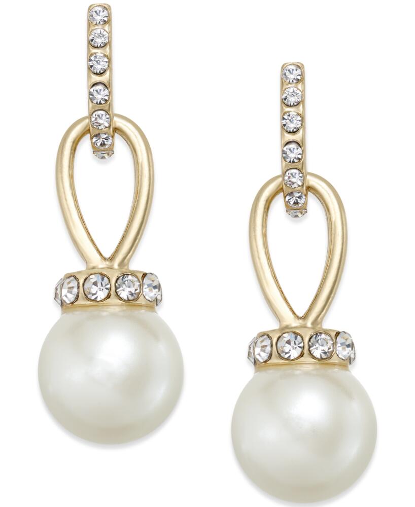 Charter Club Imitation Pearl and Pave Drop Earrings, Created for Macy's - White Cover