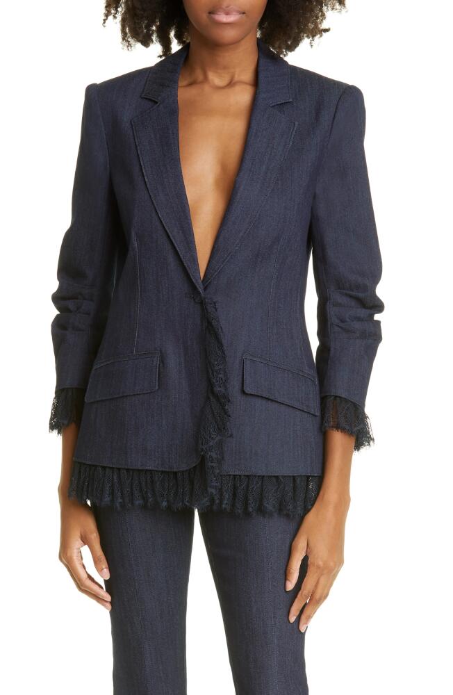 Cinq à Sept Roxie Lace Trim Denim Blazer in Indigo Cover