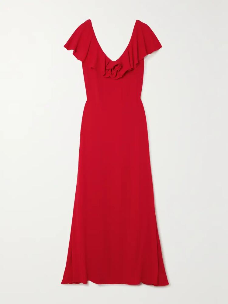 BERNADETTE - Sebastian Ruffled Crepe De Chine Gown - Red Cover