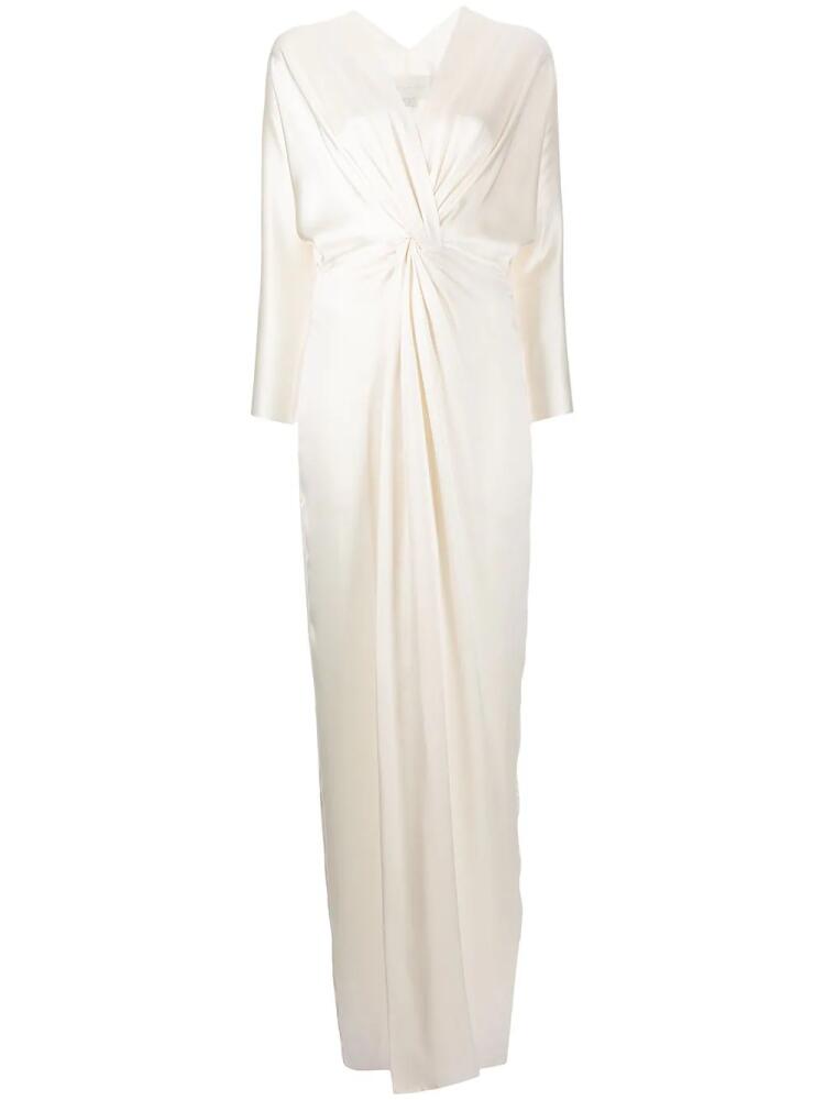 Michelle Mason twist-detail silk gown - Neutrals Cover