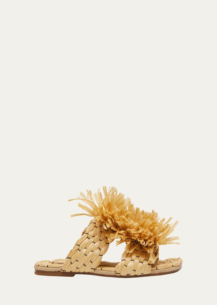 Dries Van Noten Raffia Fringe Dual-Band Slide Sandals Cover