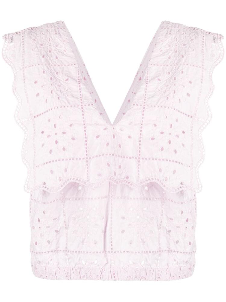 GANNI broderie anglaise top - Pink Cover