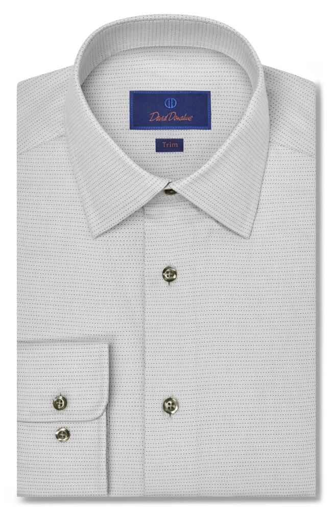 David Donahue Trim Fit Dobby Dot Twill Dress Shirt in Pearl Cover