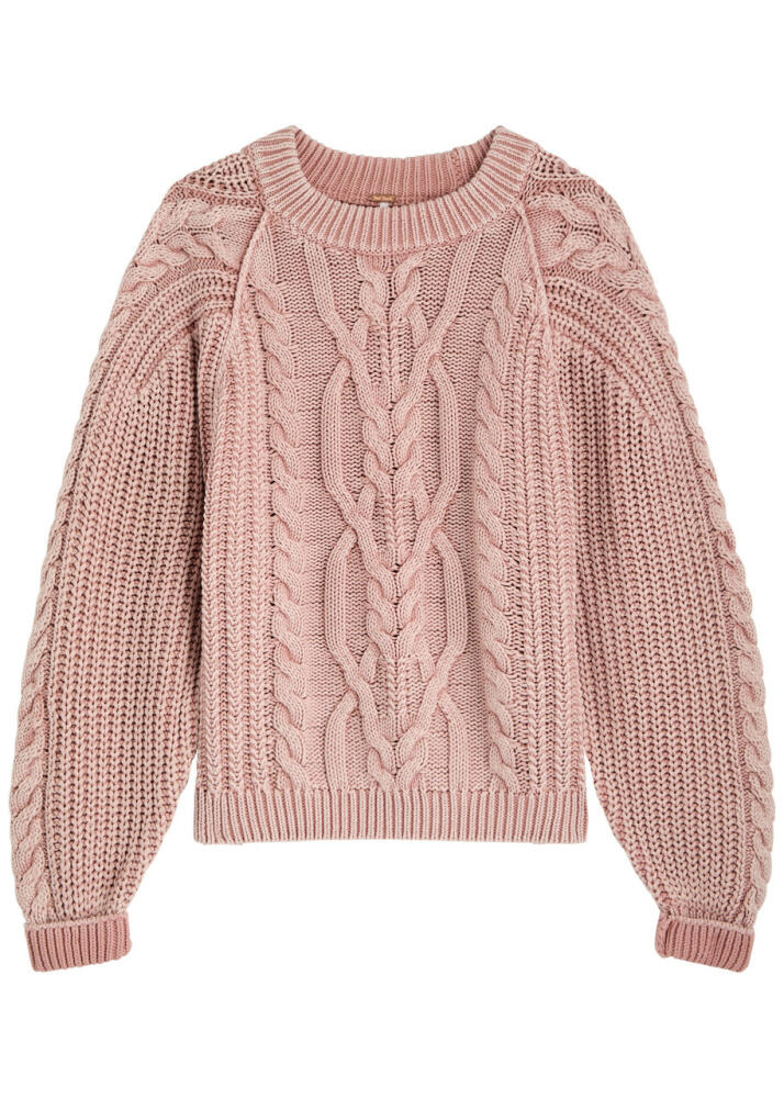 Free People Frankie Cable-knit Jumper - Rose Cover