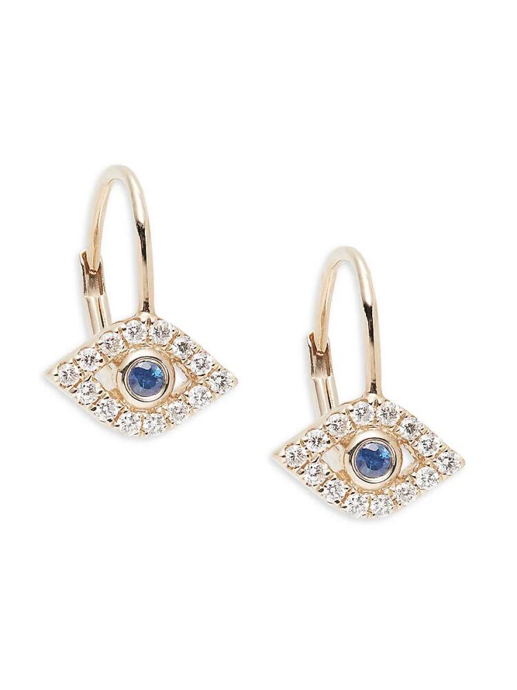 Sydney Evan Women's 14K Yellow Gold, Diamond & Sapphire Evil Eye Earrings Cover