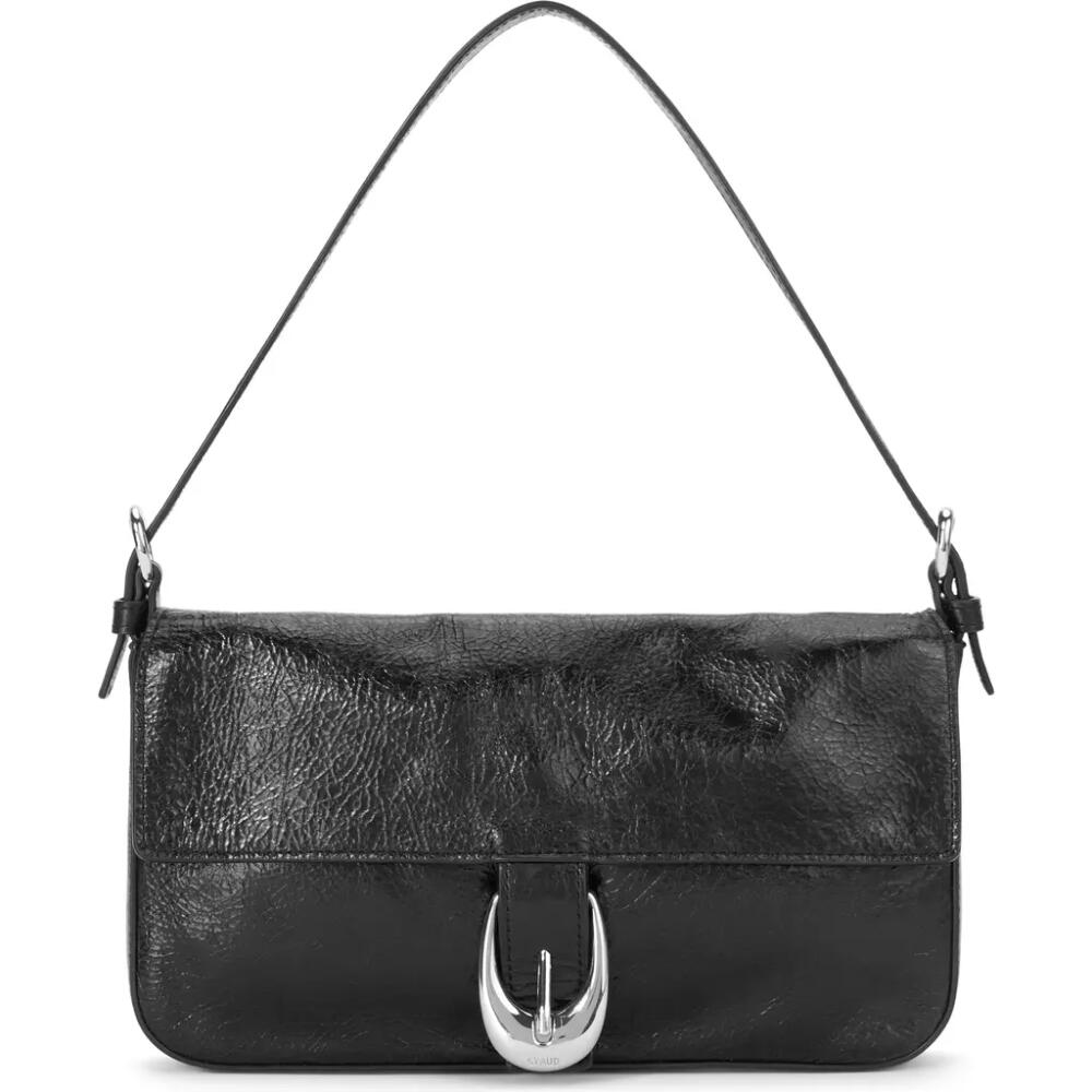 STAUD Harlow Leather Shoulder Bag in Black Cover