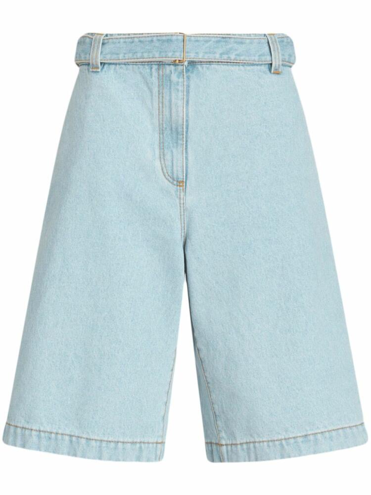 ETRO logo-embroidered denim bermuda shorts - Blue Cover