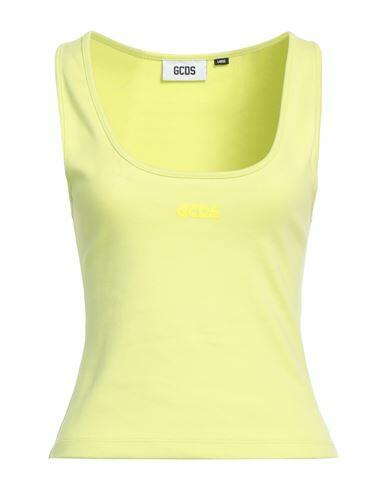 Gcds Woman Tank top Acid green Cotton Cover