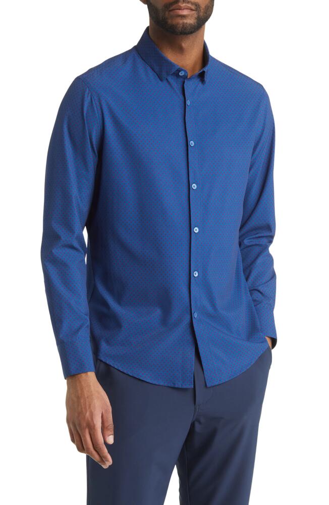 Mizzen+Main Leeward Star Print Button-Up Performance Shirt in Set Sail Cabaret Star Print Cover