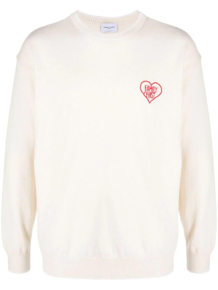 Family First embroidered-logo crew-neck jumper - White Cover