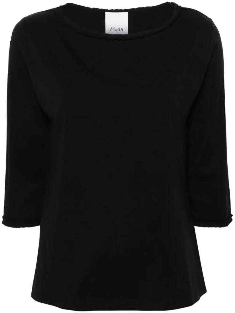 Allude ruffle-trim cotton T-shirt - Black Cover