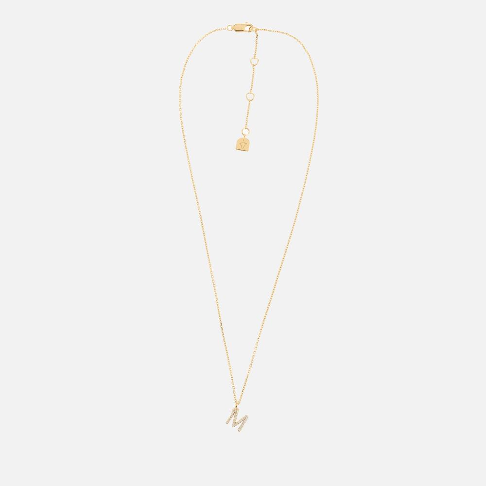 Astrid & Miyu Initial Pavé 18K Gold-Plated Necklace Cover