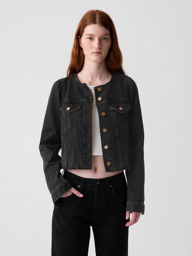 Gap Collarless Cropped Icon Denim Jacket Cover