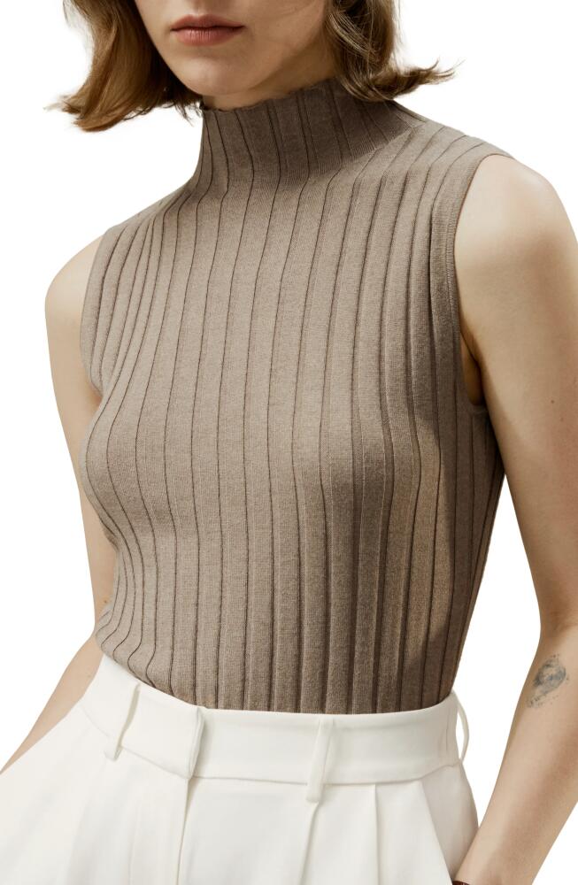 Lilysilk Silk-Cashmere Blend Knit Top in Dark Camel Cover