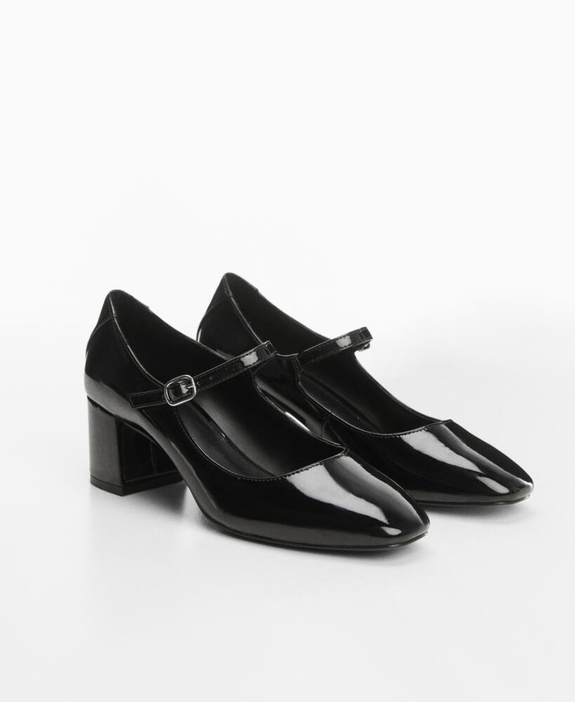 Mango Women's Patent Leather-Effect Heeled Shoes - Black Cover