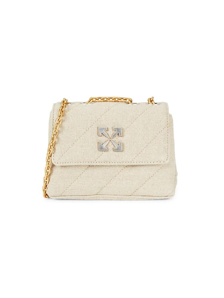 Off-White Women's Quilted Linen Crossbody Bag - Linen Beige Cover