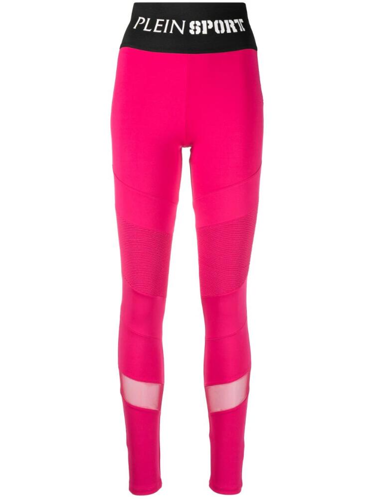 Plein Sport logo-waistband high-waisted leggings - Pink Cover