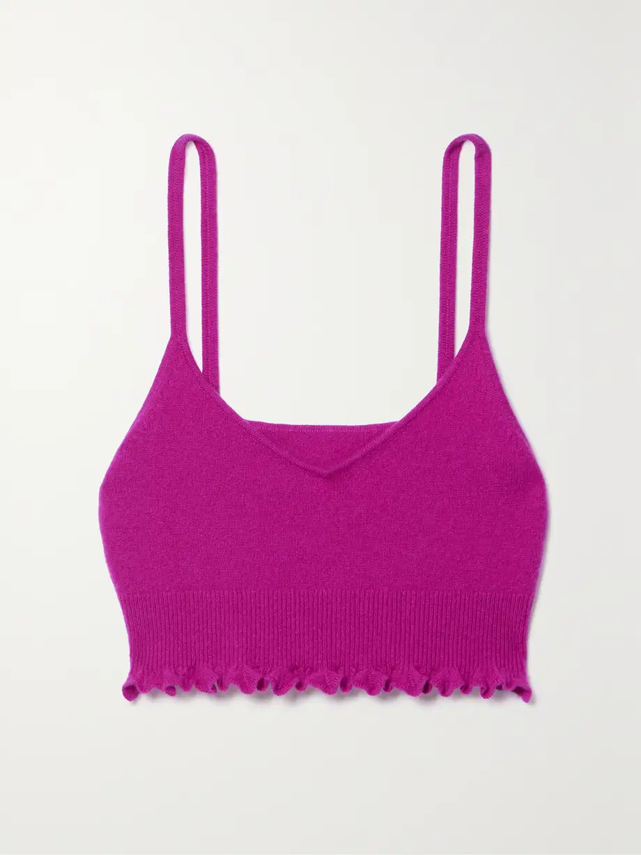 Ulla Johnson - Elia Cropped Ruffled Cashmere Tank - Purple Cover