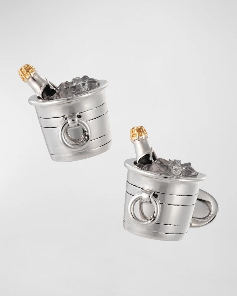 Jan Leslie Sterling Silver Crystal Quartz Champagne Bucket Cuff Links Cover