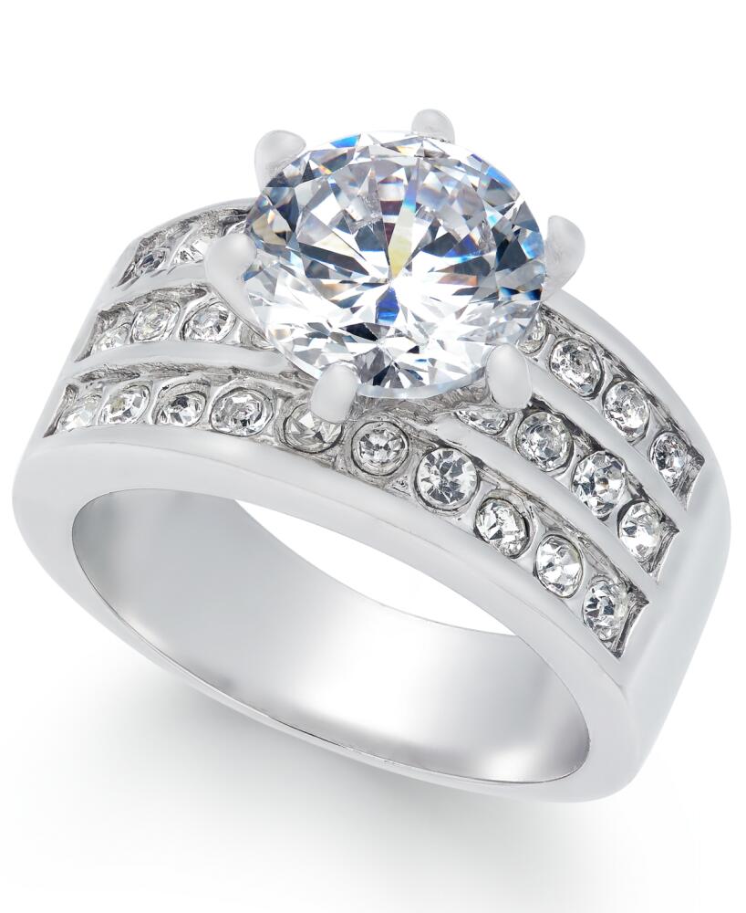 Charter Club Crystal Triple-Row Ring in Fine Silver Plate or Gold Plate, Created for Macy's - Silver Cover