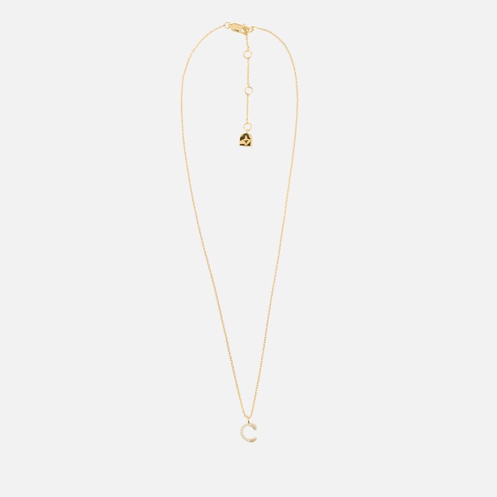 Astrid & Miyu Initial Pavé 18K Gold-Plated Necklace Cover