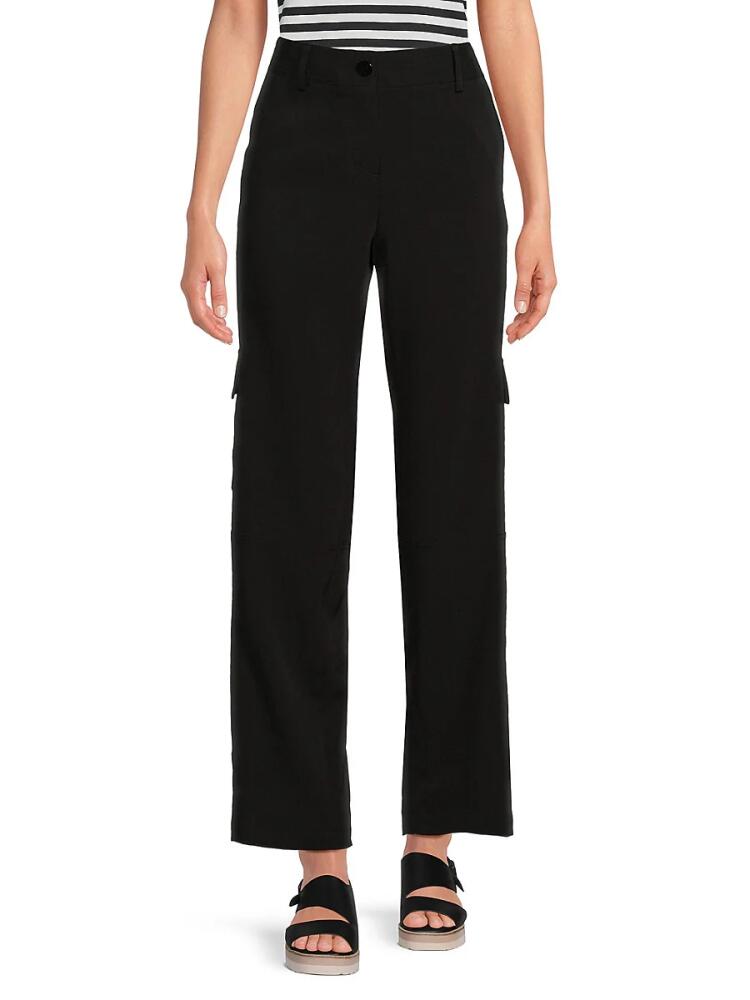 Karl Lagerfeld Paris Women's Solid Cargo Pants - Black Cover