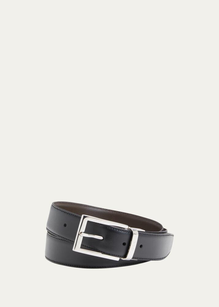 ZEGNA Men's Reversible Adjustable Leather Belt Cover