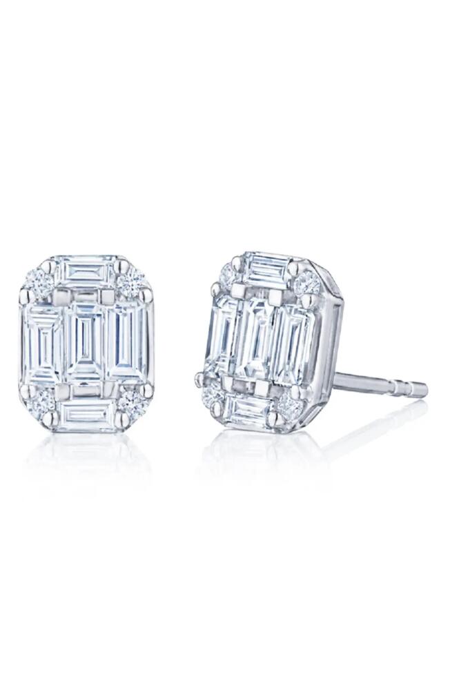 Kwiat Kwait Baguette Sunburst Diamond Stud Earrings in White Gold/Diamond Cover