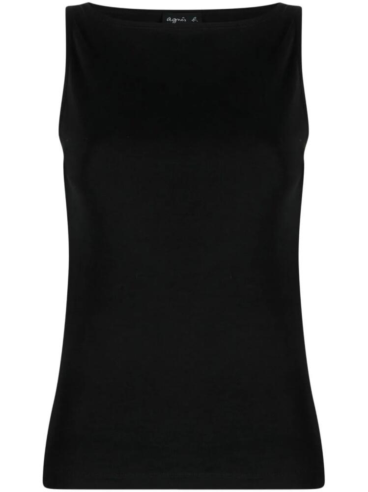 agnès b. Leopard boat-neck tank top - Black Cover