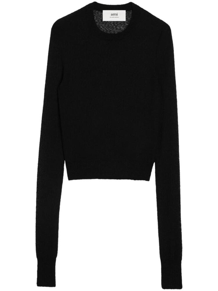 AMI Paris sheer bouclé jumper - Black Cover