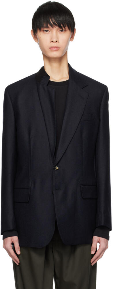 Marina Yee Navy Asymmetrical Darts Blazer Cover