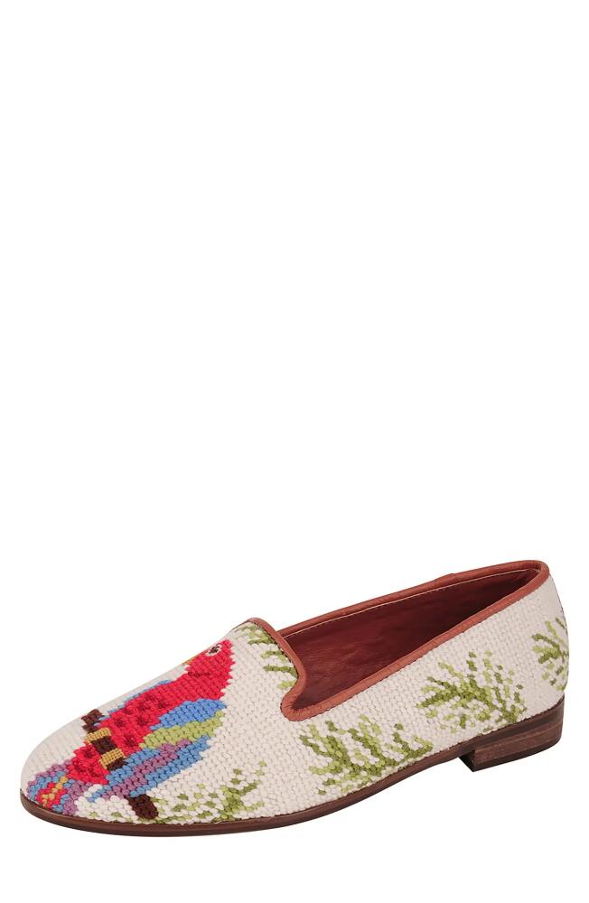 ByPaige BY PAIGE Needlepoint Parrot Flat in Tan Multi Cover