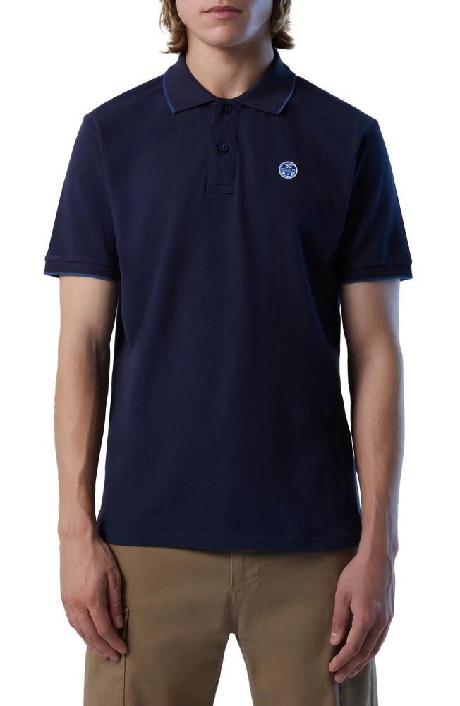 NORTH SAILS Tipped Logo Embroidered Cotton Piqué Polo in Navy Blue Cover