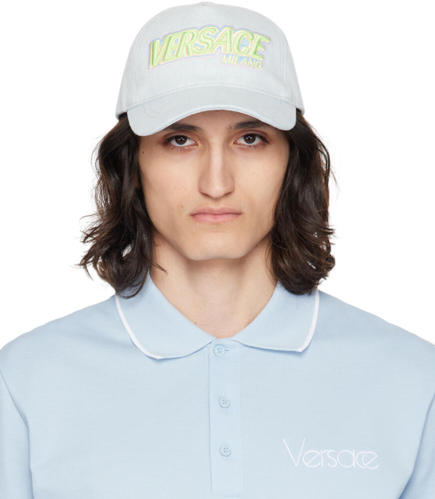 Versace Blue Baseball Denim Cap Cover