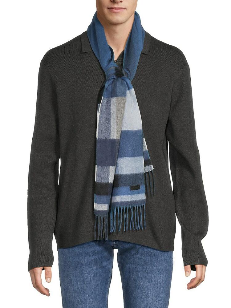 Bruno Magli Men's Plaid Cashmere Scarf - Blue Plaid Cover