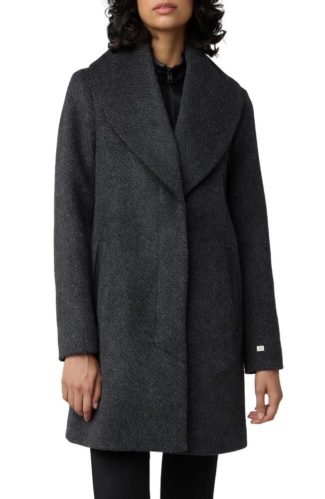 Soia & Kyo Lolli Classic Fit Wool Blend Coat with Removable Leather Bib in Black Cover