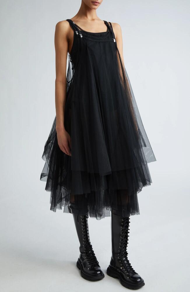 Noir Kei Ninomiya Sheer Tiered Tulle Shift Dress in Black Cover