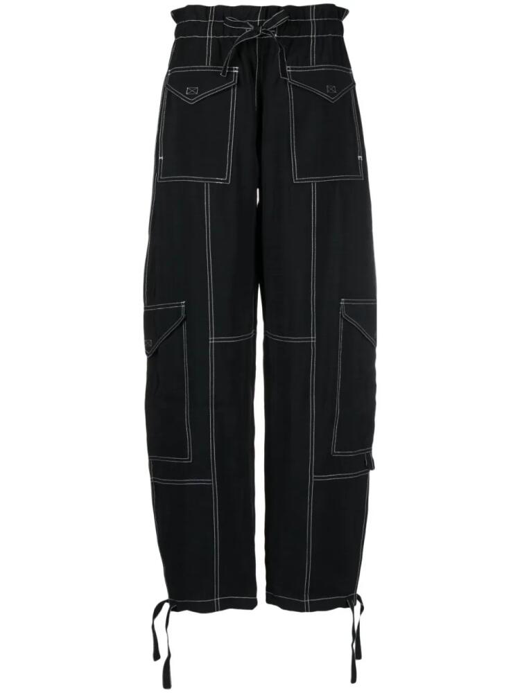 GANNI topstitch cargo trousers - Black Cover