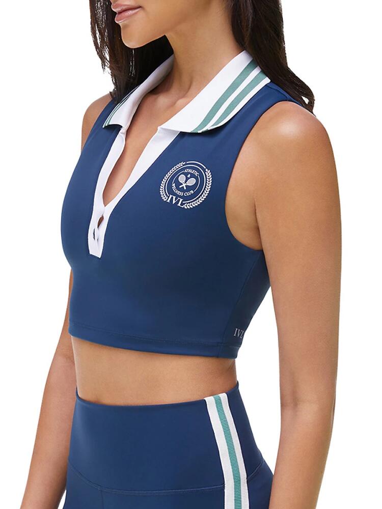 IVL Women's Polo Crop Top - Blue Cover