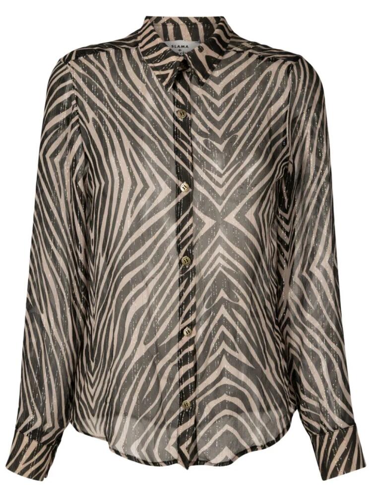 Amir Slama x Cesca Civita zebra-print silk shirt - Black Cover