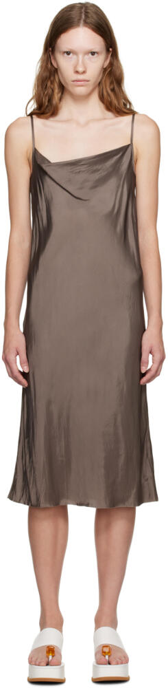 Dries Van Noten Gray Raw Edge Midi Dress Cover