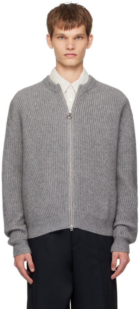 Solid Homme Gray Zip-Up Sweater Cover