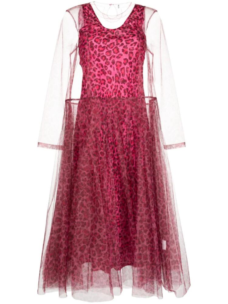 Molly Goddard leopard-print tulle midi dress - Pink Cover