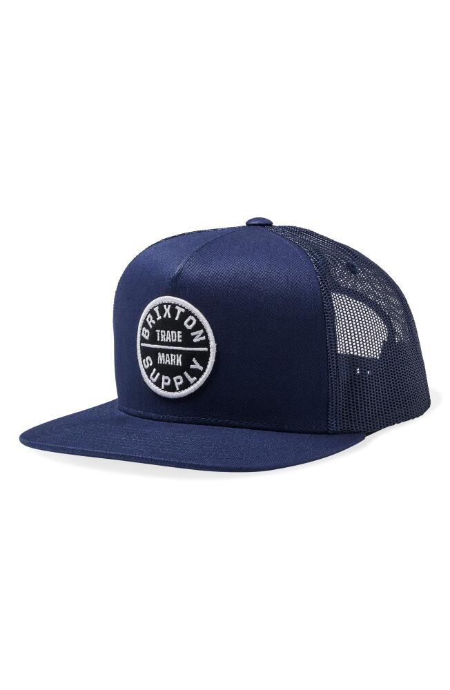 Brixton Oath MP Snapback Trucker Hat in Washed Navy/Washed Navy Cover