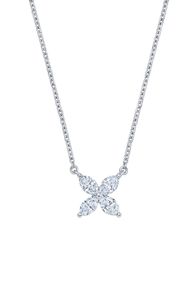 Kwiat Marquise Diamond Flower Pendant Necklace in 18K White Gold Cover