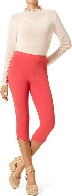 HUE Game Changing Denim Capri Leggings with Tulip Hem (Cranberry) Women's Jeans Cover