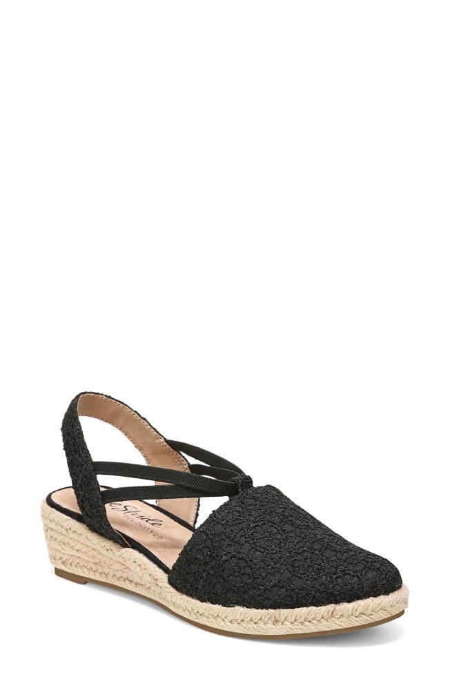 LifeStride Katrina Espadrille Slingback Wedge Pump in Black Floral Cover