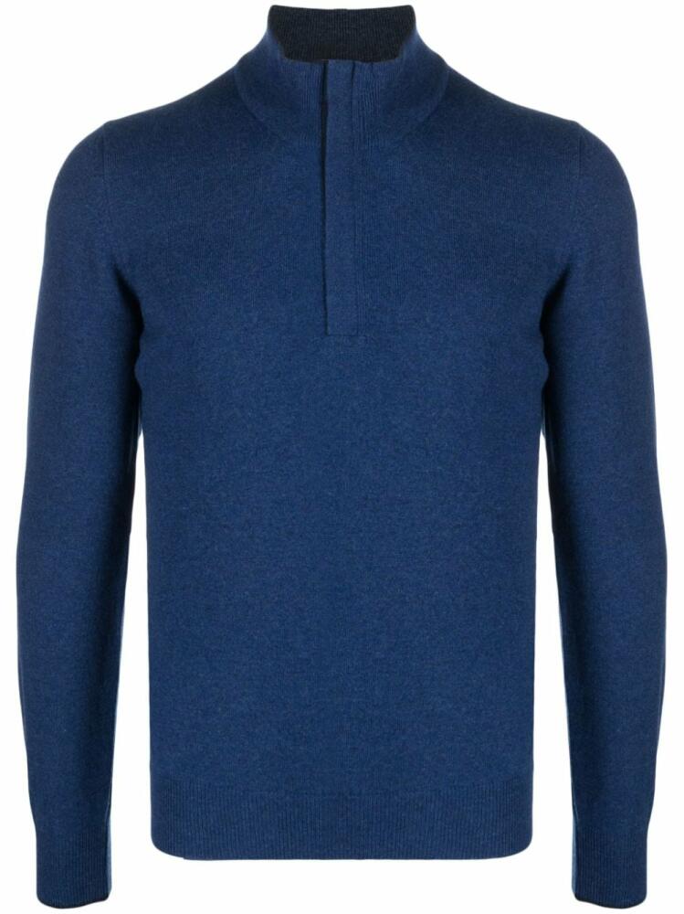 Fileria mélange-effect half-zip jumper - Blue Cover