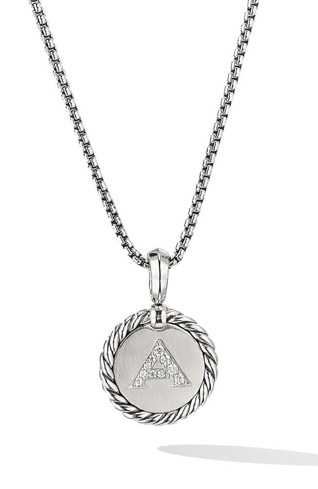 David Yurman Initial Charm Necklace with Diamonds in Silver/Diamond-A Cover