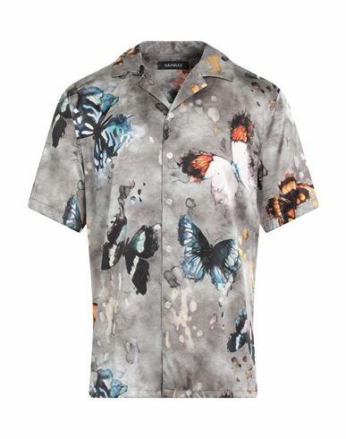 Nahmias Man Shirt Grey Silk, Elastane Cover